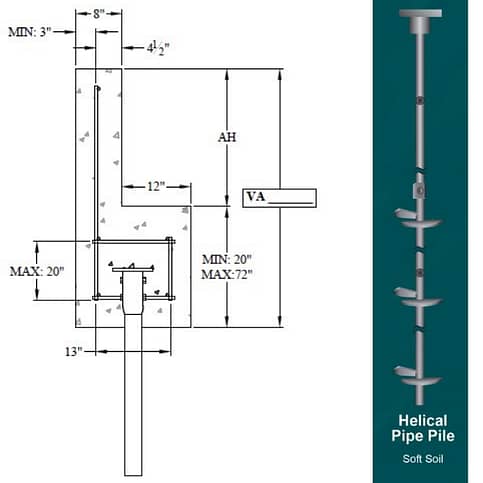 Typical Helical Pile abutment design and pile schematic